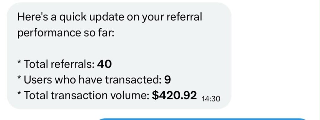 Kazza referral performance screenshot